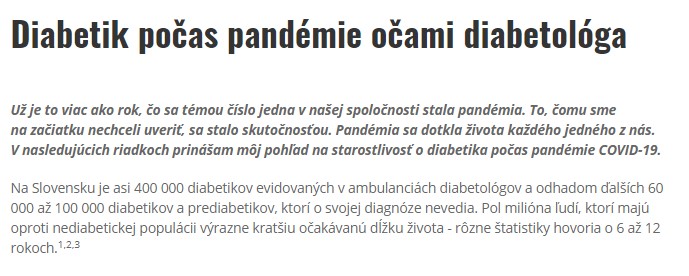 Diabetik počas pandémie očami diabetológa