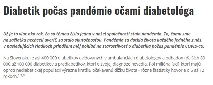 Diabetik počas pandémie očami diabetológa